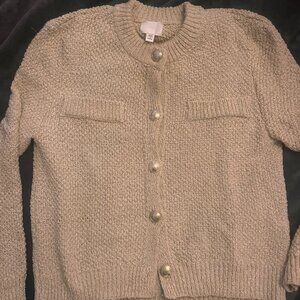 H&M ivory/gold cardigan